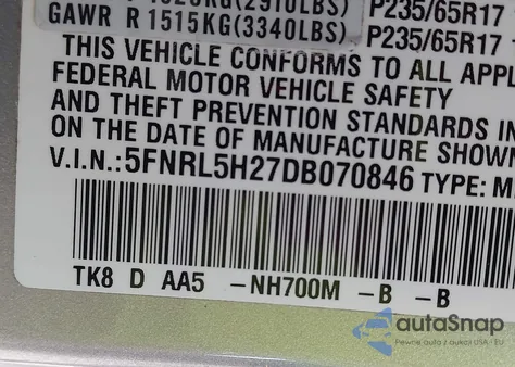 2013 Honda Odyssey Lx из США, поврежденный, VIN 5FNRL5H27DB070846